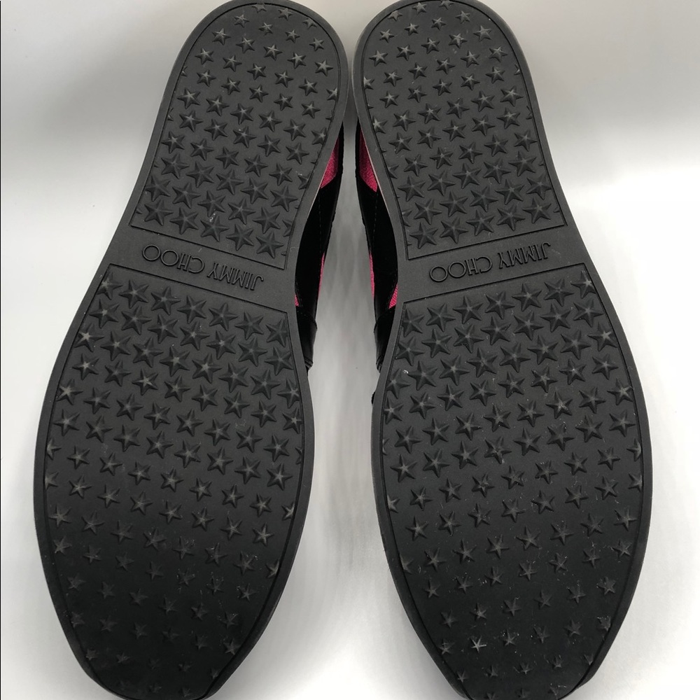 JIMMY CHOO Pink Mesh/Black Leather Sneakers - Picture 6 of 8